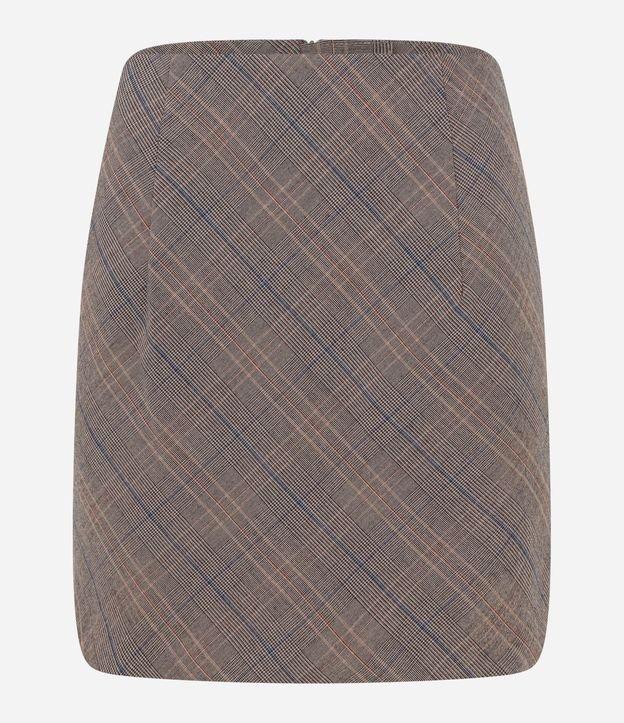 Saia Curta em Alfaiataria Xadrez Príncipe de Gales e Zíper - 1