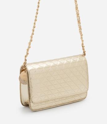 Bolsa Transversal Pequena Metalizada com Detalhe de  Pendente