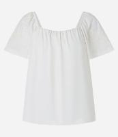 Blusa em Algodão com Bordado de Folhagens nas Mangas - 1