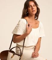 Blusa em Algodão com Bordado de Folhagens nas Mangas - 2