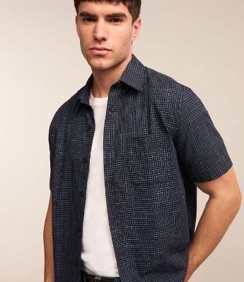 Camisa Tricoline com Estampa Xadrez