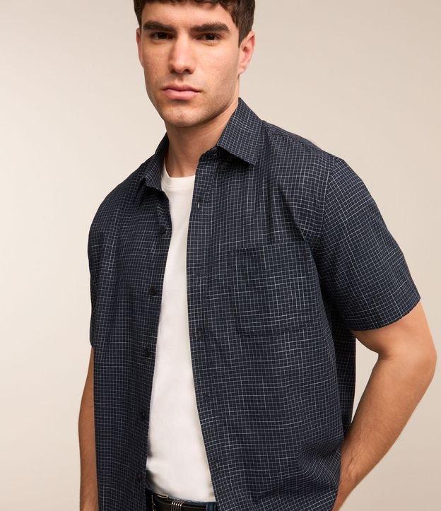 Camisa Tricoline com Estampa Xadrez - 1