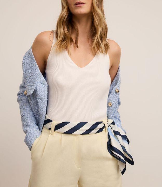 Lenço Quadrado em Tecido Acetinado com Estampa Listras - 2