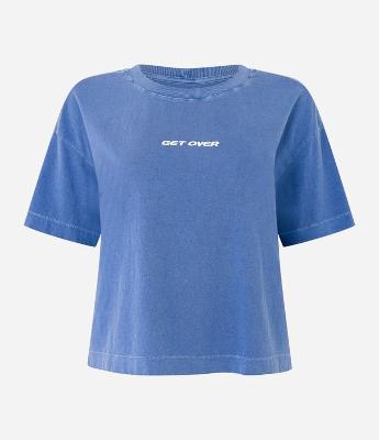 Camiseta Esportiva em Algodão com Lettering Get Over