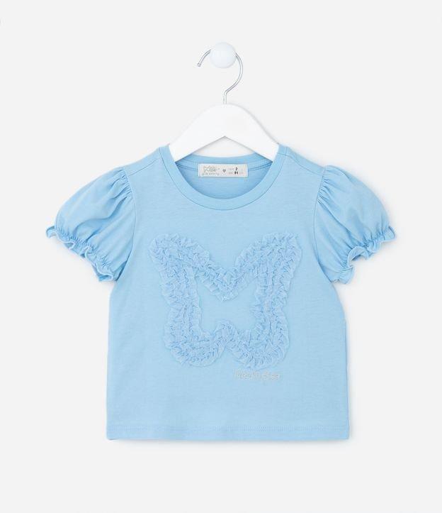 Blusa Infantil com Manga Bufante e Bordado de Borboleta - Tam 1 a 5 Anos - 1