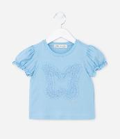 Blusa Infantil com Manga Bufante e Bordado de Borboleta - Tam 1 a 5 Anos - 1
