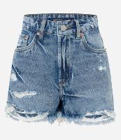 Short Jeans Destroyed com Cintura Alta - 1