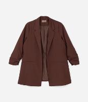 Blazer Alongado em Crepe Manga Puxadinha Curve & Plus Size - 1