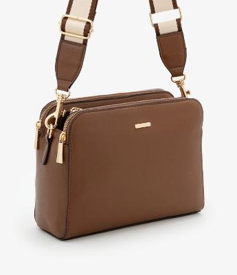 Bolsa Transversal Média em PU com Alça Gorgorão