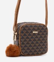 Bolsa Transversal Pequena com Abertura Dupla e Pompom - 1