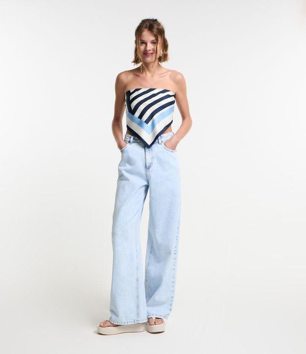 Calça Wide Leg Cintura Alta em Jeans com Bolsos - 2