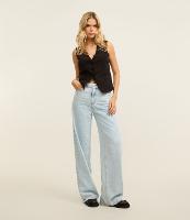 Calça Wide Leg Cintura Alta em Jeans com Bolsos - 4