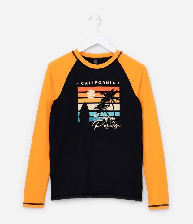 Camiseta Infantil com Proteção UV e Estampa Por do Sol - Tam 5 a 14 anos - 1