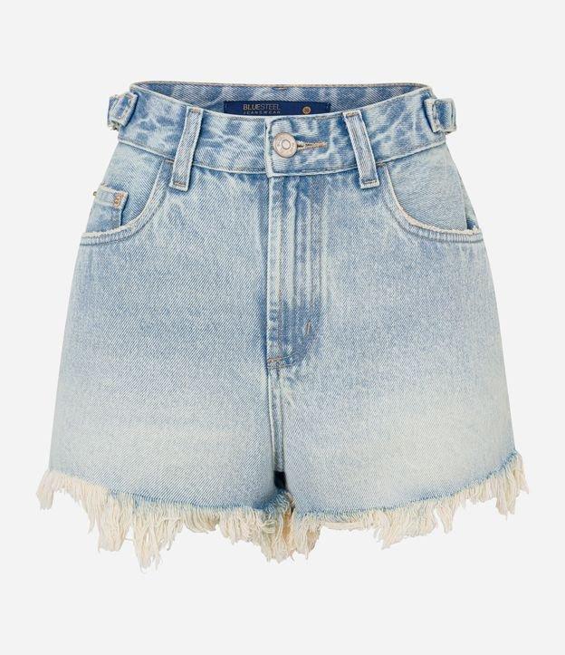 Short Cintura Alta em Jeans Dirty Washed com Barra Desfeita - 1