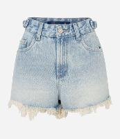 Short Cintura Alta em Jeans Dirty Washed com Barra Desfeita - 1