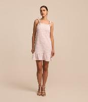 Vestido Curto em Tweed com Alça Laço e Barra Franzida - 1