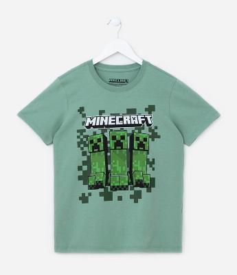 Camiseta Comfort Infantil com Estampa do Minecraft - Tam 5 a 14 Anos