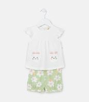 Conjunto Infantil com Bolsinhos e Estampa Floral - Tam 0 a 18 meses - 1