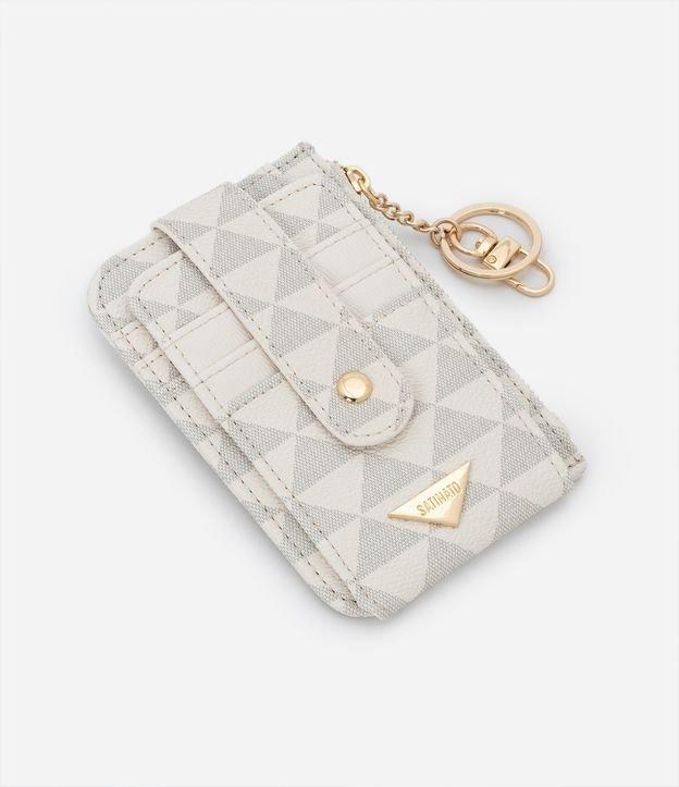 Carteira Porta Cartão Pequena com Estampa de Triângulos e Chaveiro com Lobster - 1