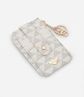 Carteira Porta Cartão Pequena com Estampa de Triângulos e Chaveiro com Lobster - 1