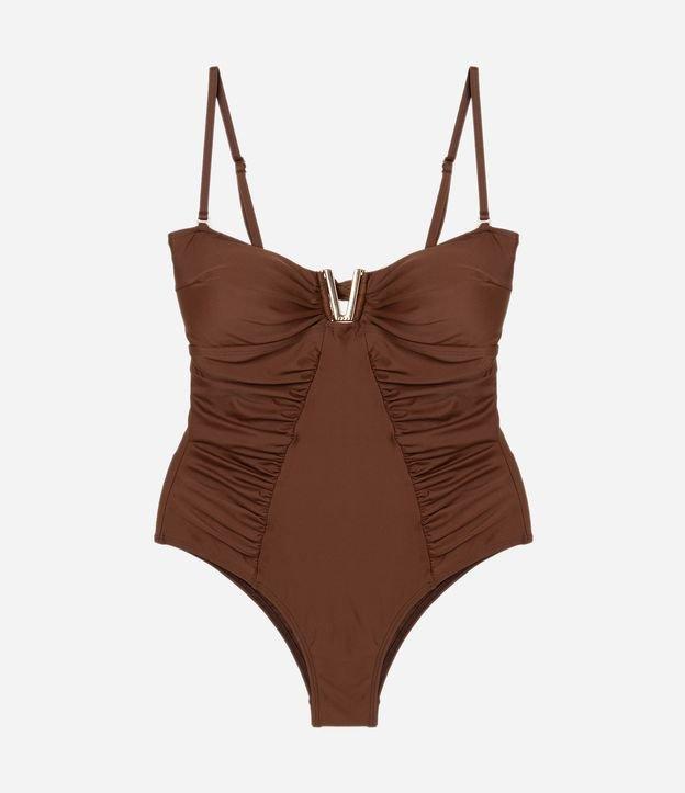 Maiô em Microfibra com Detalhe em Metal no Decote e Franzidos Frontais - 1