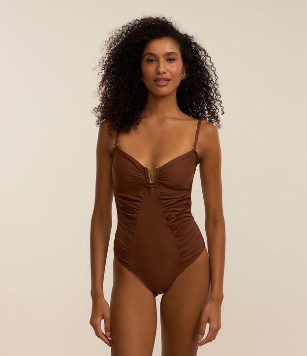 Maiô em Microfibra com Detalhe em Metal no Decote e Franzidos Frontais - 2