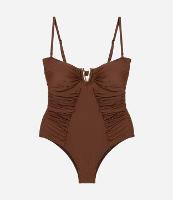 Maiô em Microfibra com Detalhe em Metal no Decote e Franzidos Frontais - 1