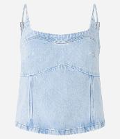 Blusa de Alça em Jeans com Recortes - 1