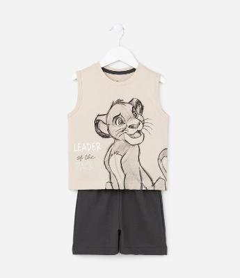 Conjunto Infantil em Algodão Estampa Simba - Tam 1 a 5 Anos