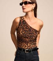Blusa Regata com Ombro Só em Animal Print e Drapeado na Lateral - 2