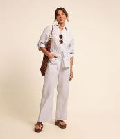 Calça Wide Leg em Tricoline Listrado com Fio Tinto - 2