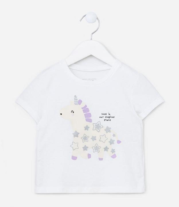 Blusa Infantil com Estampa Unicórnio com Glitter - Tam 1 a 5 Anos - 1