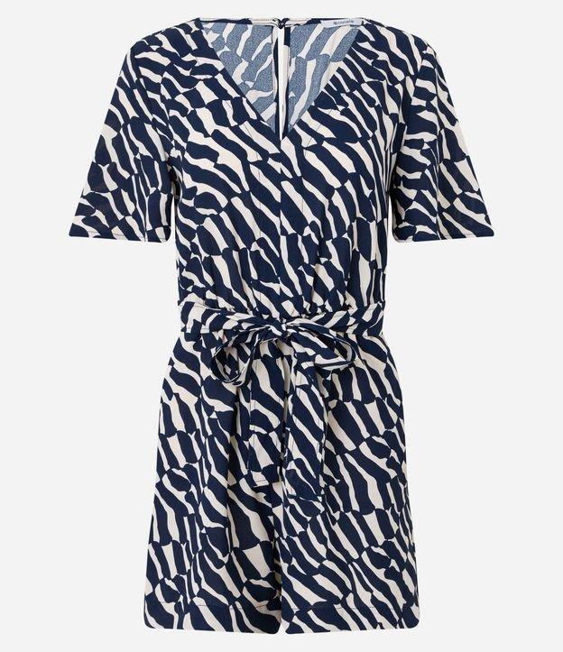 Macaquinho em Airflow Estampa Abstrata e Cadarço para Amarração - 1