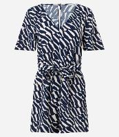 Macaquinho em Airflow Estampa Abstrata e Cadarço para Amarração - 1