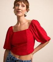 Blusa em Laise Manga Bufante com Babado na Barra - 2