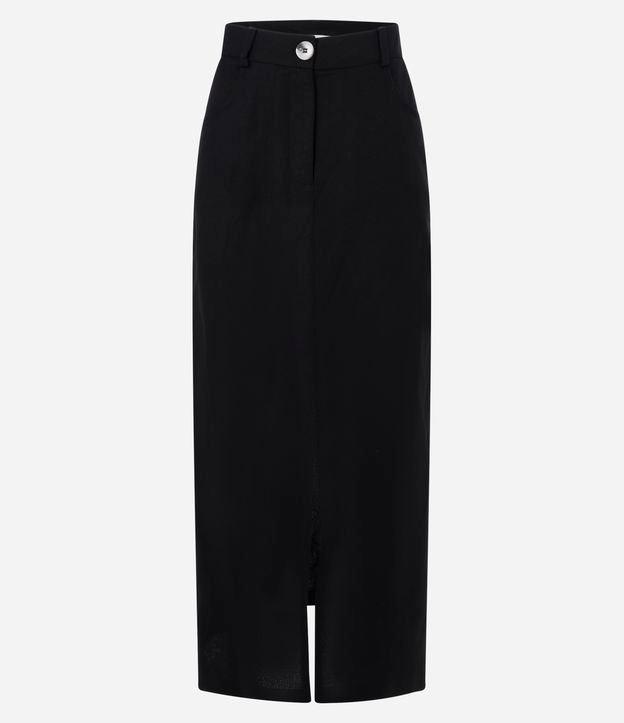 Saia Longa em Viscolinho com Bolsos e Fenda - 1