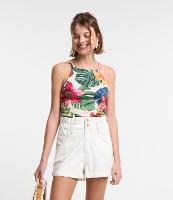 Blusa de Alça Cropped com Estampa Tropical - 2