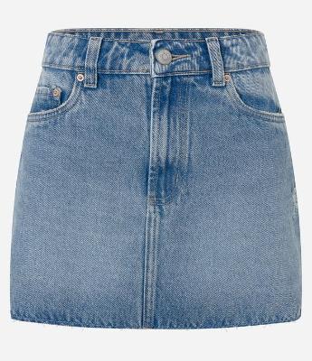 Saia Curta em Jeans com Cintura Alta