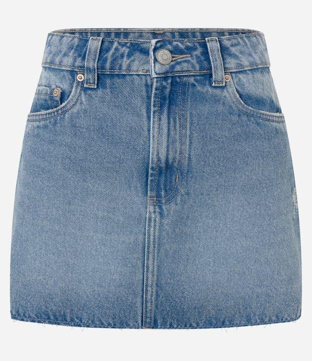 Saia Curta em Jeans com Cintura Alta - 1