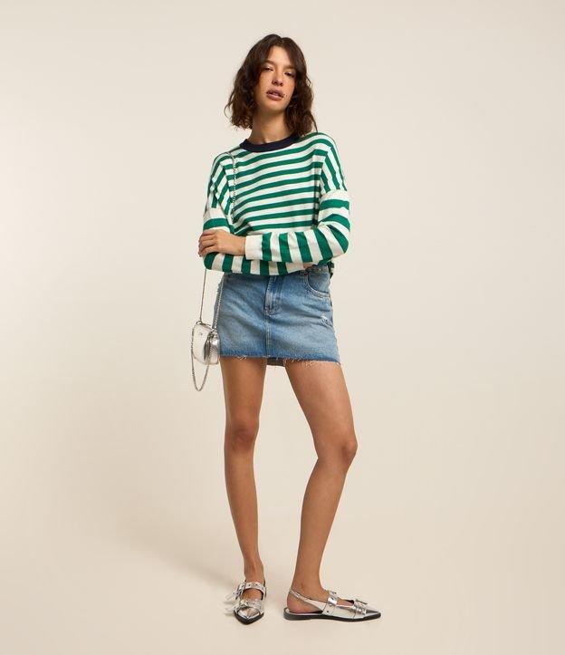 Saia Curta em Jeans com Cintura Alta - 3