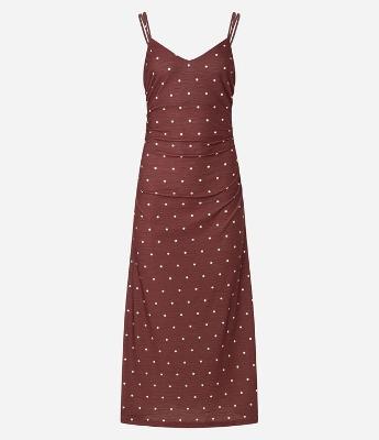 Vestido New Midi Texturizado Poá com Alcinhas Duplas