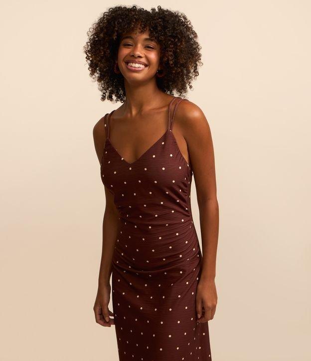 Vestido New Midi Texturizado Poá com Alcinhas Duplas - 2