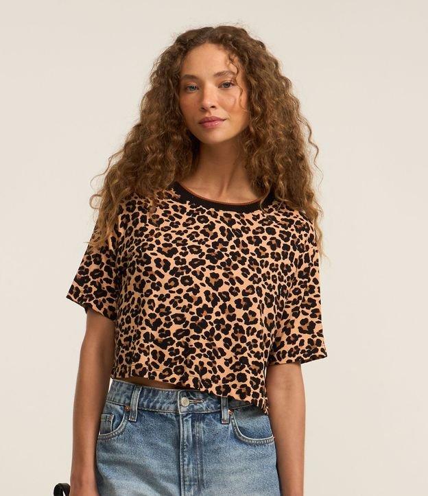 Blusa Cropped em Crepe com Estampa Animal Print Onça - 2
