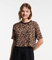 Blusa Cropped em Crepe com Estampa Animal Print Onça - 1