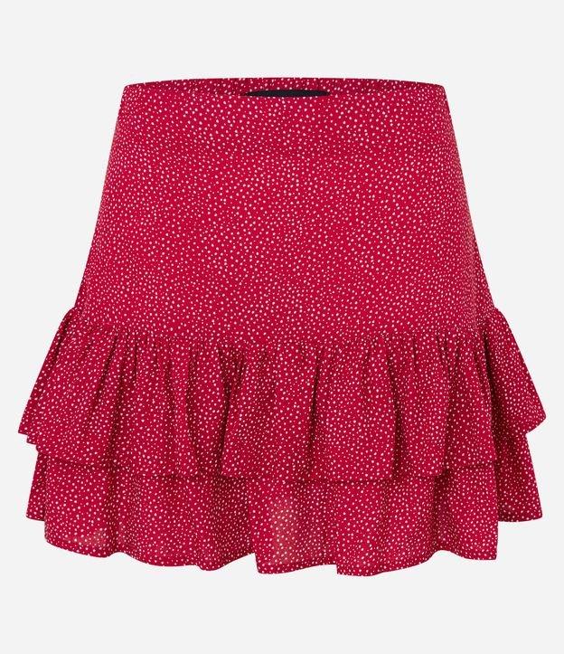 Saia Curta em Viscose Poá com Babadinhos - 1