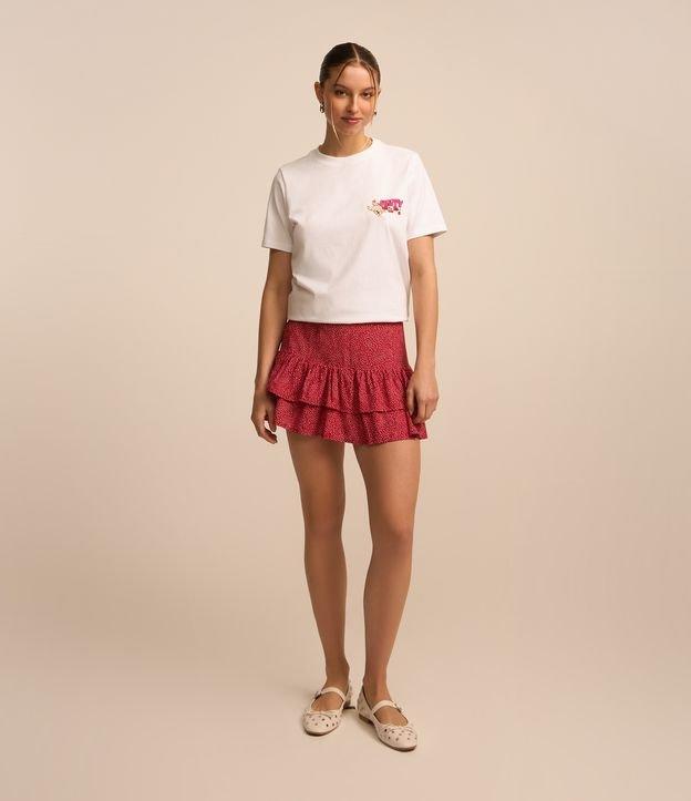 Saia Curta em Viscose Poá com Babadinhos - 2