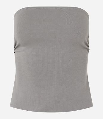 Blusa Cropped em Ponto Roma Tomara que Caia