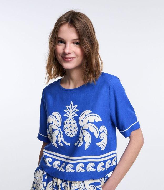 Blusa em Viscose com Linho e Estampa Abacaxi - 1