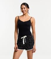 Short de Pijama com Amarração no Cós e Estampa Poá Coração - 1