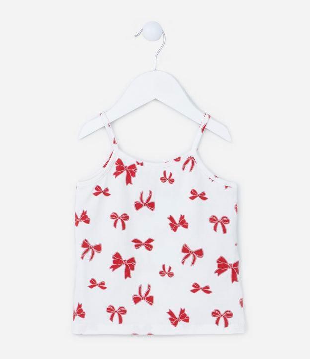 Regata Infantil em Cotton com Estampa de Lacinhos - Tam 1 a 5 Anos - 1
